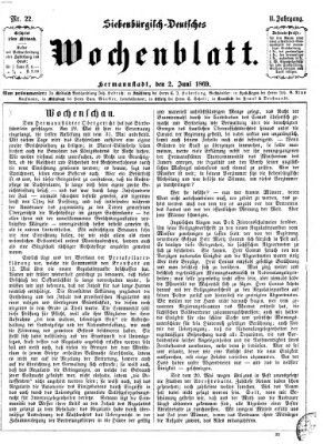 Siebenbürgisch-deutsches Wochenblatt Mittwoch 2. Juni 1869