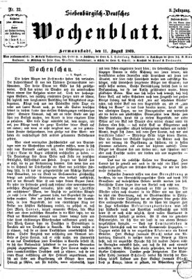 Siebenbürgisch-deutsches Wochenblatt Mittwoch 11. August 1869