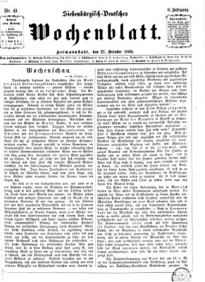 Siebenbürgisch-deutsches Wochenblatt Mittwoch 27. Oktober 1869