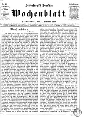Siebenbürgisch-deutsches Wochenblatt Mittwoch 17. November 1869