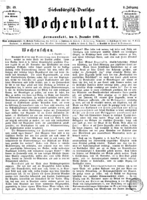 Siebenbürgisch-deutsches Wochenblatt Mittwoch 8. Dezember 1869