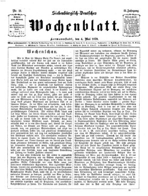 Siebenbürgisch-deutsches Wochenblatt Mittwoch 4. Mai 1870