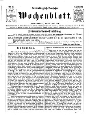 Siebenbürgisch-deutsches Wochenblatt Mittwoch 22. Juni 1870