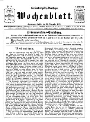 Siebenbürgisch-deutsches Wochenblatt Mittwoch 21. Dezember 1870