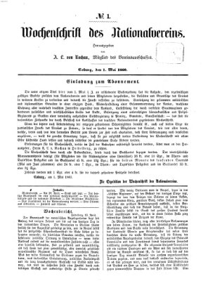 Wochenschrift des Nationalvereins Dienstag 1. Mai 1860