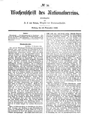 Wochenschrift des Nationalvereins Freitag 23. November 1860