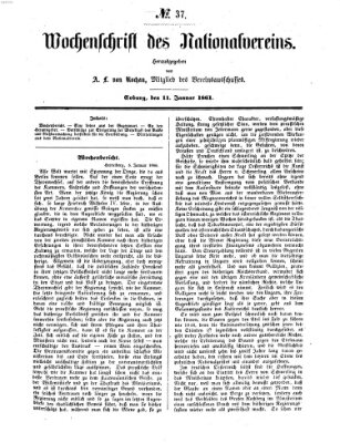 Wochenschrift des Nationalvereins Freitag 11. Januar 1861