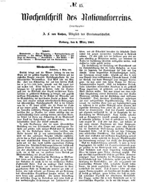 Wochenschrift des Nationalvereins Freitag 8. März 1861