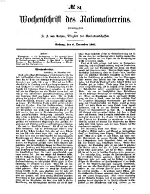 Wochenschrift des Nationalvereins Freitag 6. Dezember 1861