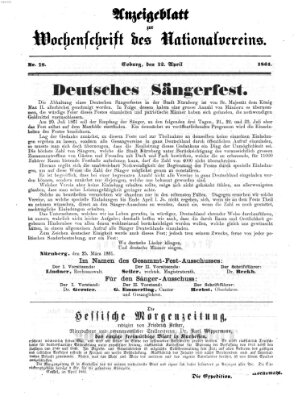 Wochenschrift des Nationalvereins Freitag 12. April 1861