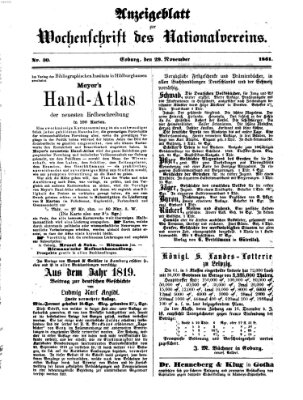Wochenschrift des Nationalvereins Freitag 29. November 1861
