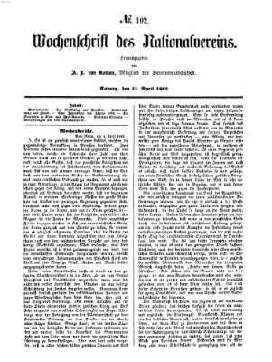 Wochenschrift des Nationalvereins Freitag 11. April 1862