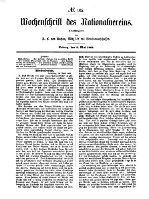 Wochenschrift des Nationalvereins Freitag 2. Mai 1862