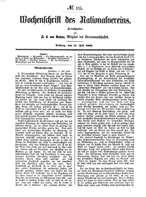 Wochenschrift des Nationalvereins Freitag 11. Juli 1862