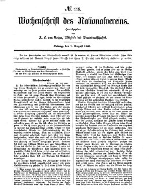 Wochenschrift des Nationalvereins Freitag 1. August 1862