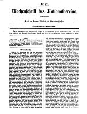 Wochenschrift des Nationalvereins Freitag 29. August 1862