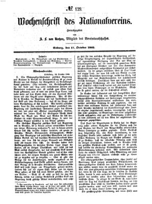 Wochenschrift des Nationalvereins Freitag 17. Oktober 1862