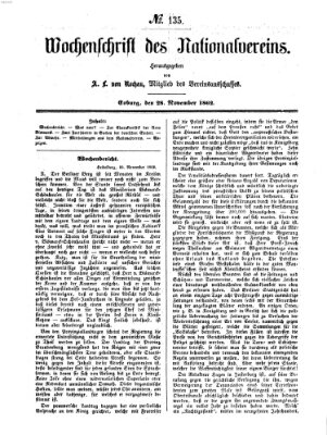 Wochenschrift des Nationalvereins Freitag 28. November 1862