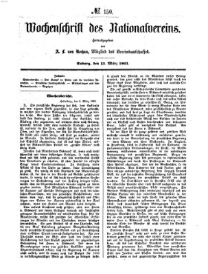 Wochenschrift des Nationalvereins Freitag 13. März 1863