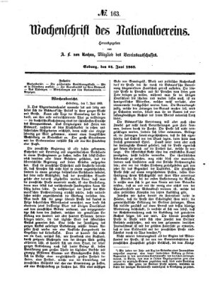 Wochenschrift des Nationalvereins Sonntag 14. Juni 1863