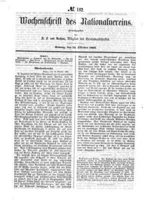 Wochenschrift des Nationalvereins Donnerstag 22. Oktober 1863