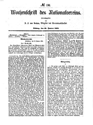 Wochenschrift des Nationalvereins Donnerstag 28. Januar 1864