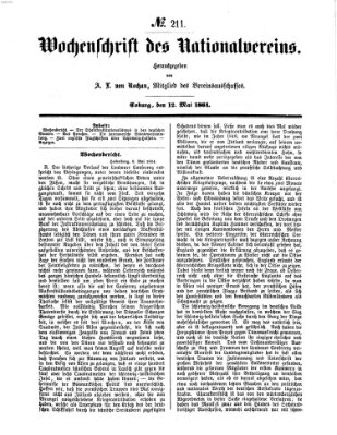 Wochenschrift des Nationalvereins Donnerstag 12. Mai 1864
