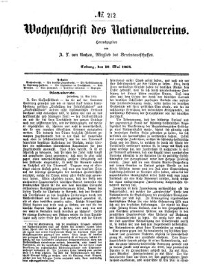 Wochenschrift des Nationalvereins Donnerstag 19. Mai 1864