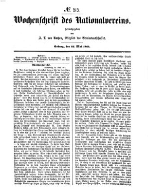 Wochenschrift des Nationalvereins Donnerstag 26. Mai 1864