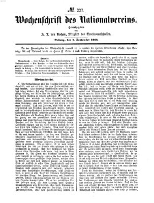 Wochenschrift des Nationalvereins Donnerstag 1. September 1864