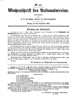 Wochenschrift des Nationalvereins Donnerstag 29. September 1864