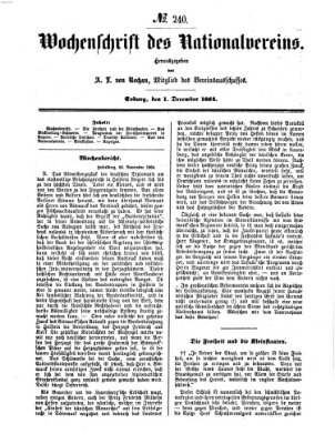 Wochenschrift des Nationalvereins Donnerstag 1. Dezember 1864