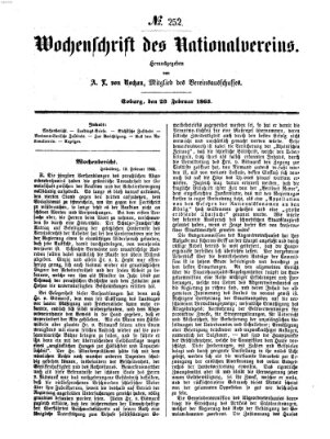 Wochenschrift des Nationalvereins Donnerstag 23. Februar 1865