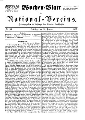 Wochen-Blatt des National-Vereins (Wochenschrift des Nationalvereins) Donnerstag 28. Februar 1867