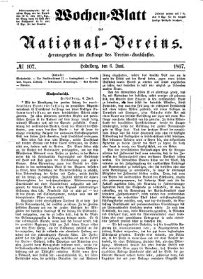 Wochen-Blatt des National-Vereins (Wochenschrift des Nationalvereins) Donnerstag 6. Juni 1867