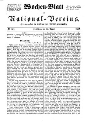 Wochen-Blatt des National-Vereins (Wochenschrift des Nationalvereins) Donnerstag 22. August 1867