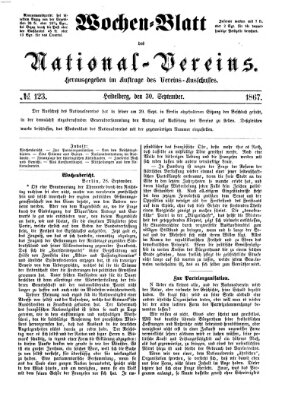Wochen-Blatt des National-Vereins (Wochenschrift des Nationalvereins) Montag 30. September 1867