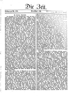 Die Zeit Donnerstag 19. Juni 1862