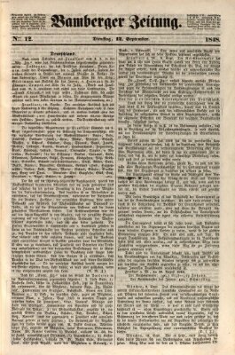 Bamberger Zeitung Dienstag 12. September 1848
