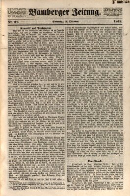 Bamberger Zeitung Sonntag 1. Oktober 1848
