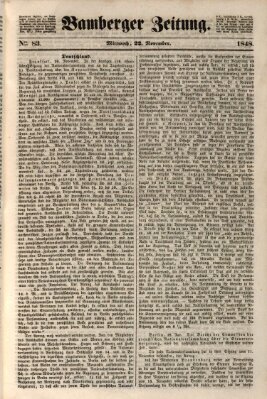Bamberger Zeitung Mittwoch 22. November 1848