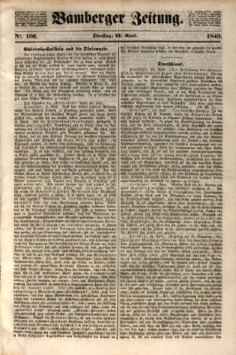 Bamberger Zeitung Dienstag 17. April 1849