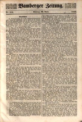 Bamberger Zeitung Sonntag 22. April 1849