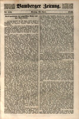 Bamberger Zeitung Montag 23. April 1849