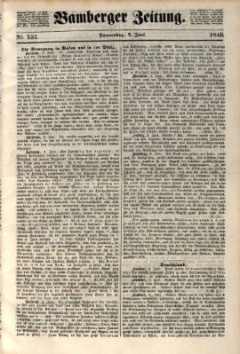 Bamberger Zeitung Donnerstag 7. Juni 1849