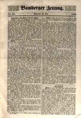 Bamberger Zeitung Mittwoch 11. Juli 1849