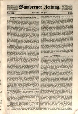Bamberger Zeitung Donnerstag 12. Juli 1849