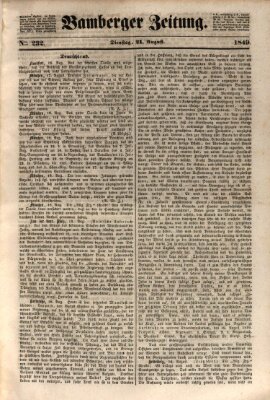 Bamberger Zeitung Dienstag 21. August 1849