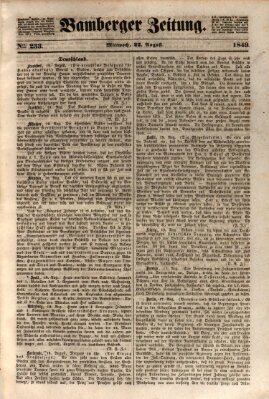 Bamberger Zeitung Mittwoch 22. August 1849