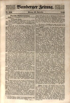 Bamberger Zeitung Montag 17. September 1849